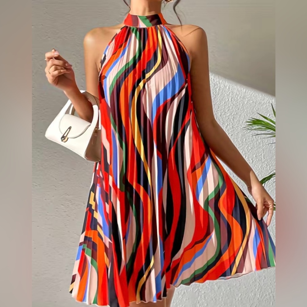 Colorful Pleated Dress